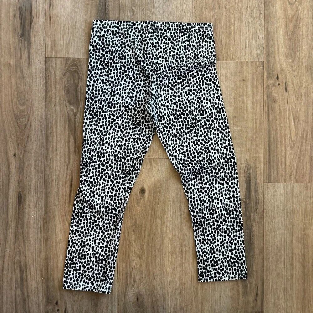 Old Navy Leggings Girls‎ XL 14 White Black Spotted Animal Print Stretch Cotton